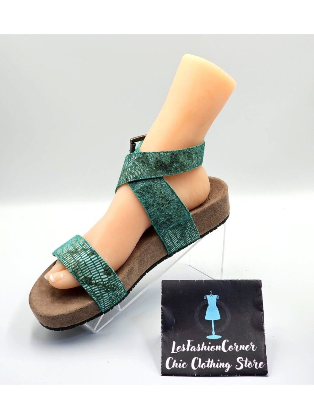 NWOB Revitalign Women's Green Lizard Swell Comfort Strap Sandal Sz 10 2461 - Picture 15 of 16